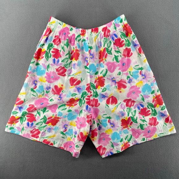 Vtg NOS 80s 90s Two Potato Resort Wear Button Down Shirt + Shorts Set S Floral - Picture 5 of 9